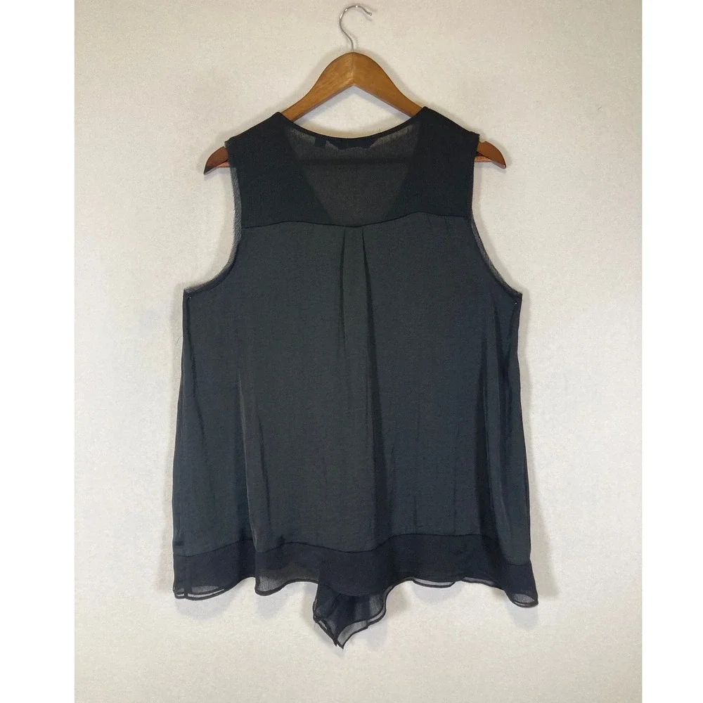 Chic Simply Vera Vera Wang Women XL Black Asymmetrical Drape V-Neck Blouse Top - Picture 2 of 10